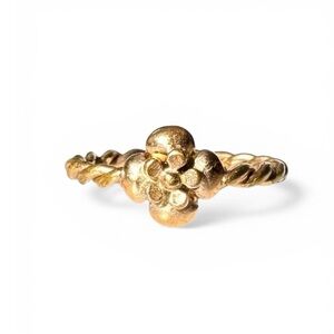 Chanel Gold B13 Camellia Flower Twist Band Ring with Box Size 6